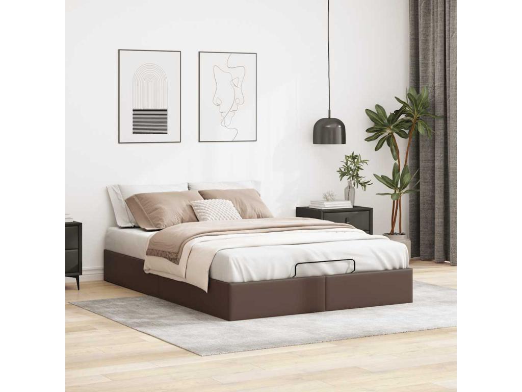 Bed frame Mobenze without Mattress Brown 140x190 cm Faux leather UMMS06896