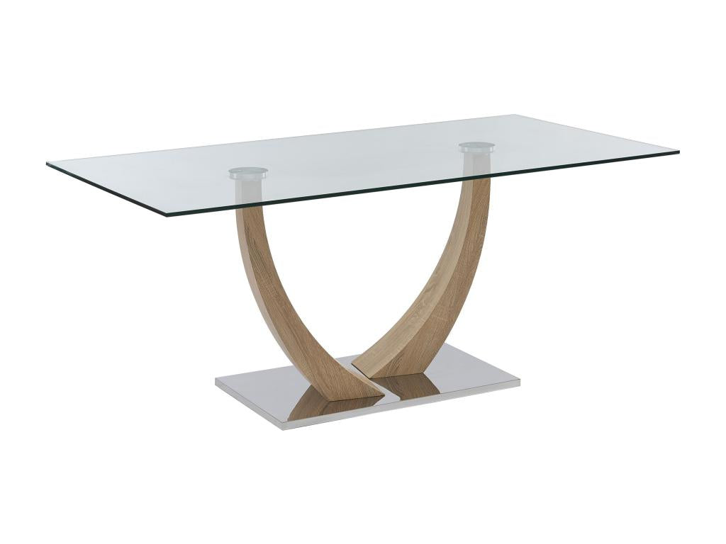 Dining Table 6 personnes in verre trempé MDF and Steel inoxydable - Natural Light - Luxameub II IWHZ35707