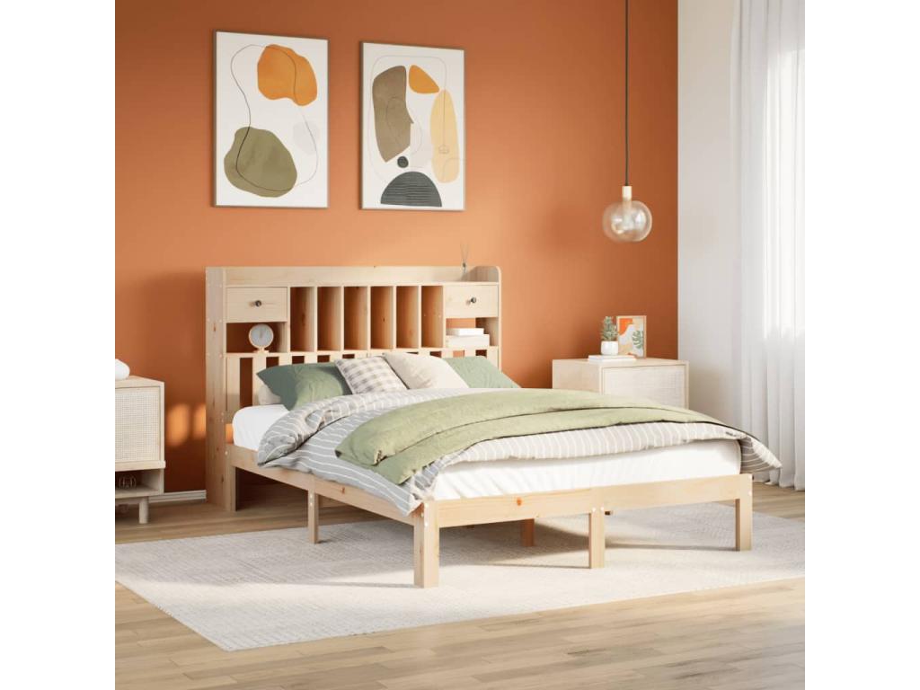 Bed Bookcase without Mattress 160x200 cm bois Solid of Pine XZQJ53922