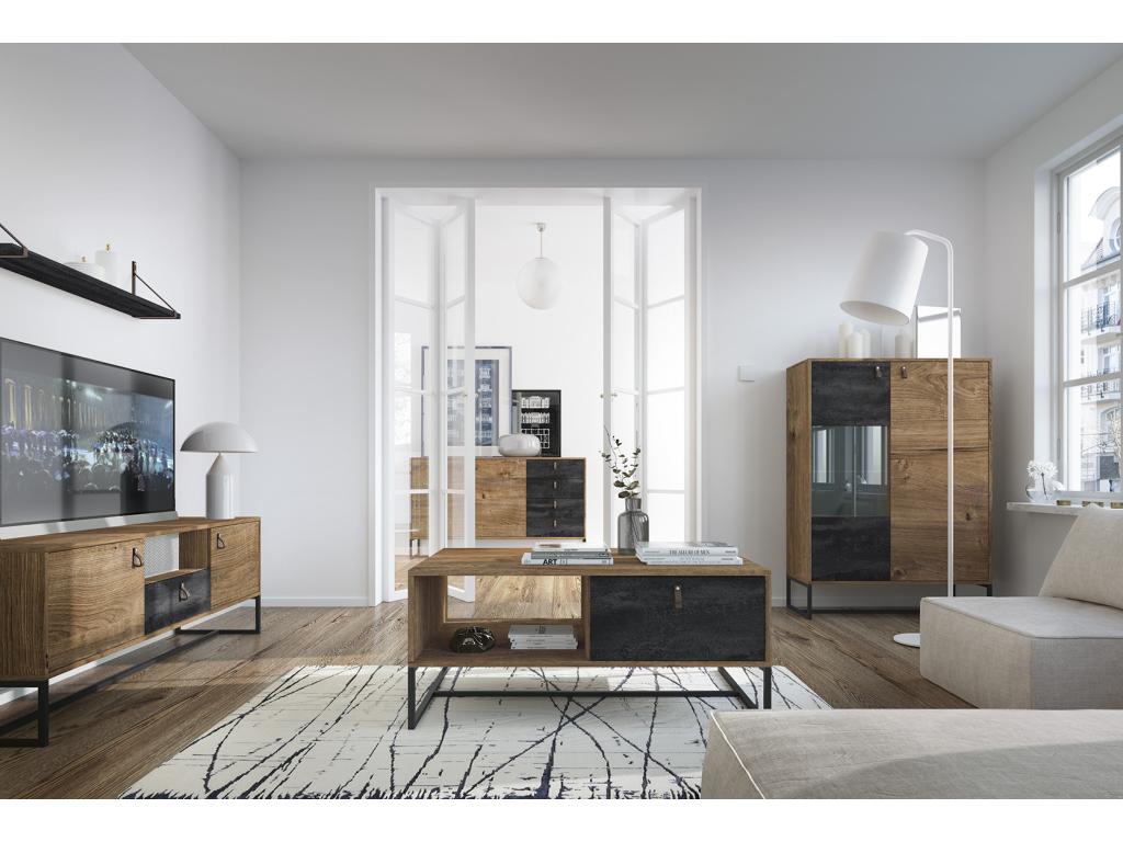 Table of téléLuxameub DARK Luxameub DRTV153 153x39x54 Cream / Gray XAST11152