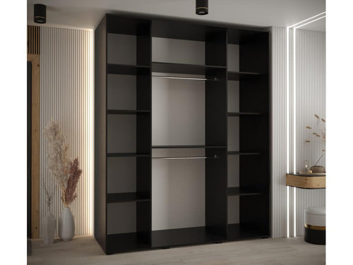 Mobenze 8 Sliding Door Wardrobe 235.2/200/60 3 Doors Black/Black/Silver OWSW46446