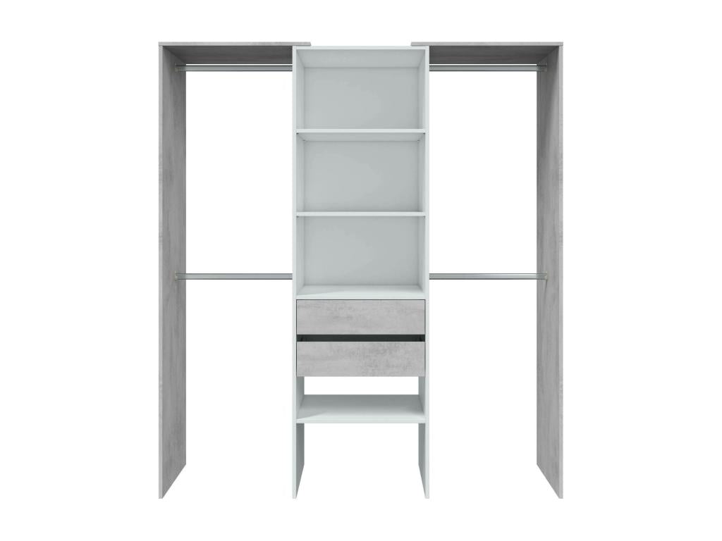 Mobenze Wardrobe Structure for Dressing Room Open Wardrobe without Doors Dressing Room 179x50h202 cm White and Cement RHQS85261