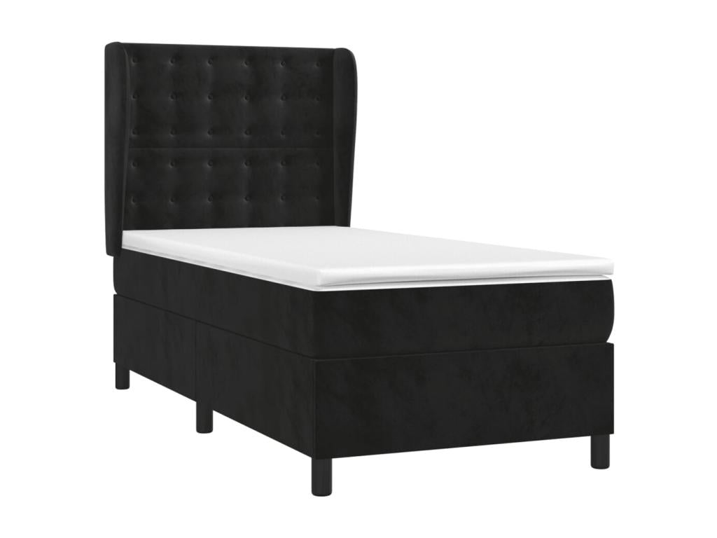 Upholstered bed base with mattress, black, 90x200 cm, Mobenze DDDI48907