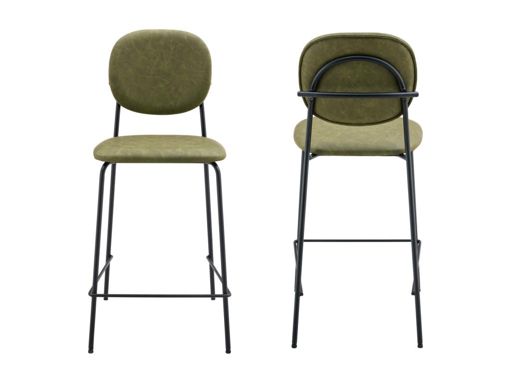 Set of 2 Mobenze BVID57931 green faux leather bar stools