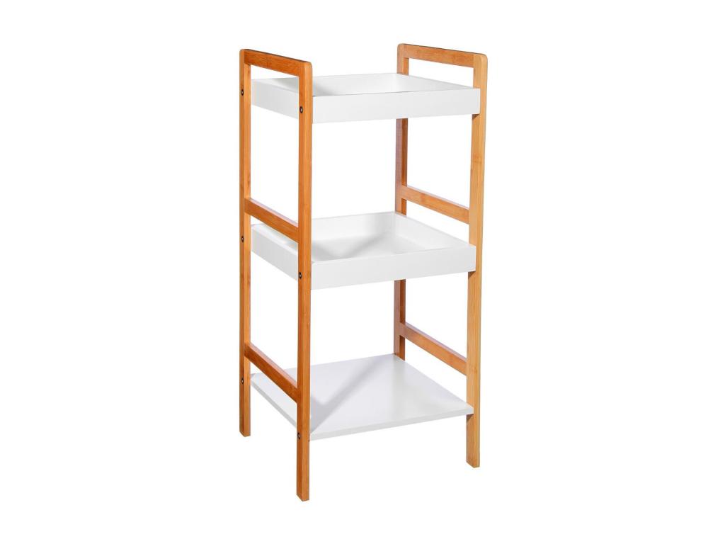 3-Tier Storage Shelf in Cosymeub and White Wood, H 80 cm OGQC46971