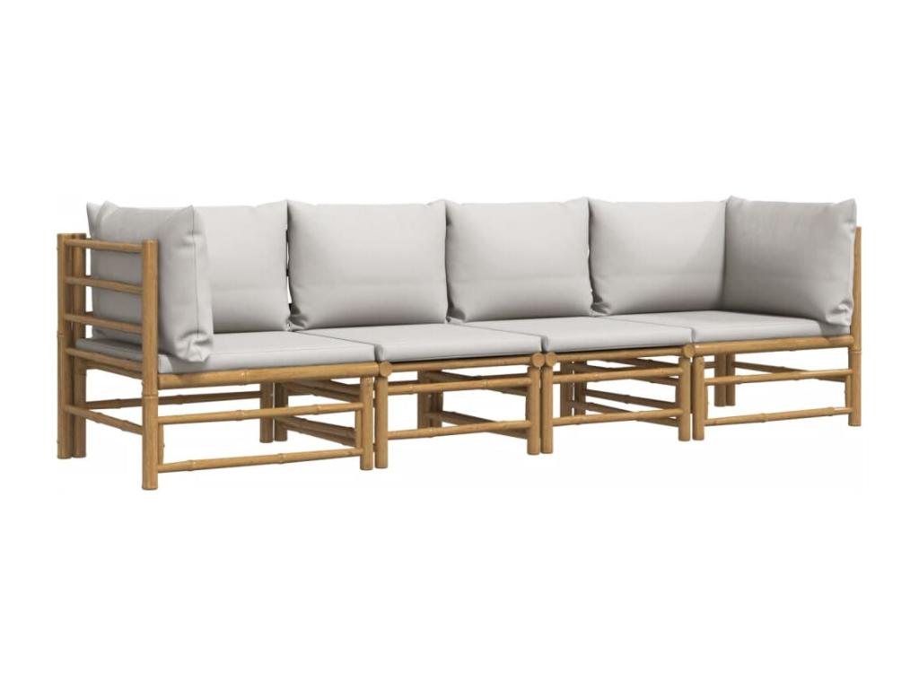 4-piece garden furniture set with light grey cushions Mobenze EVDG79143