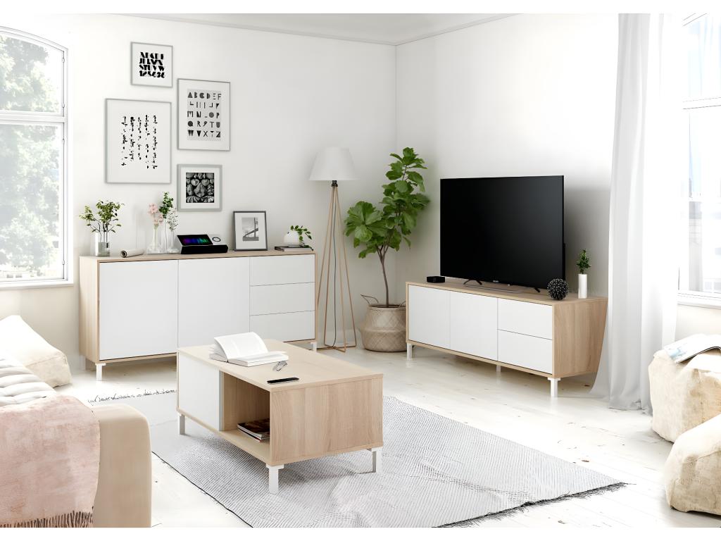 Coffee Table coloris Oak canadien / White artic - Hauteur 40 x longueur 100 x Profondeur 50 cm XIIN06571