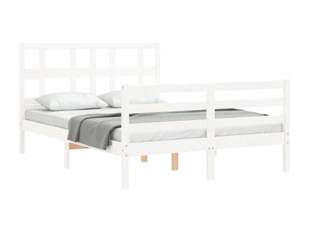 Bed frame with Headboard White 140x190 cm Mobenze Solid IOEL97246