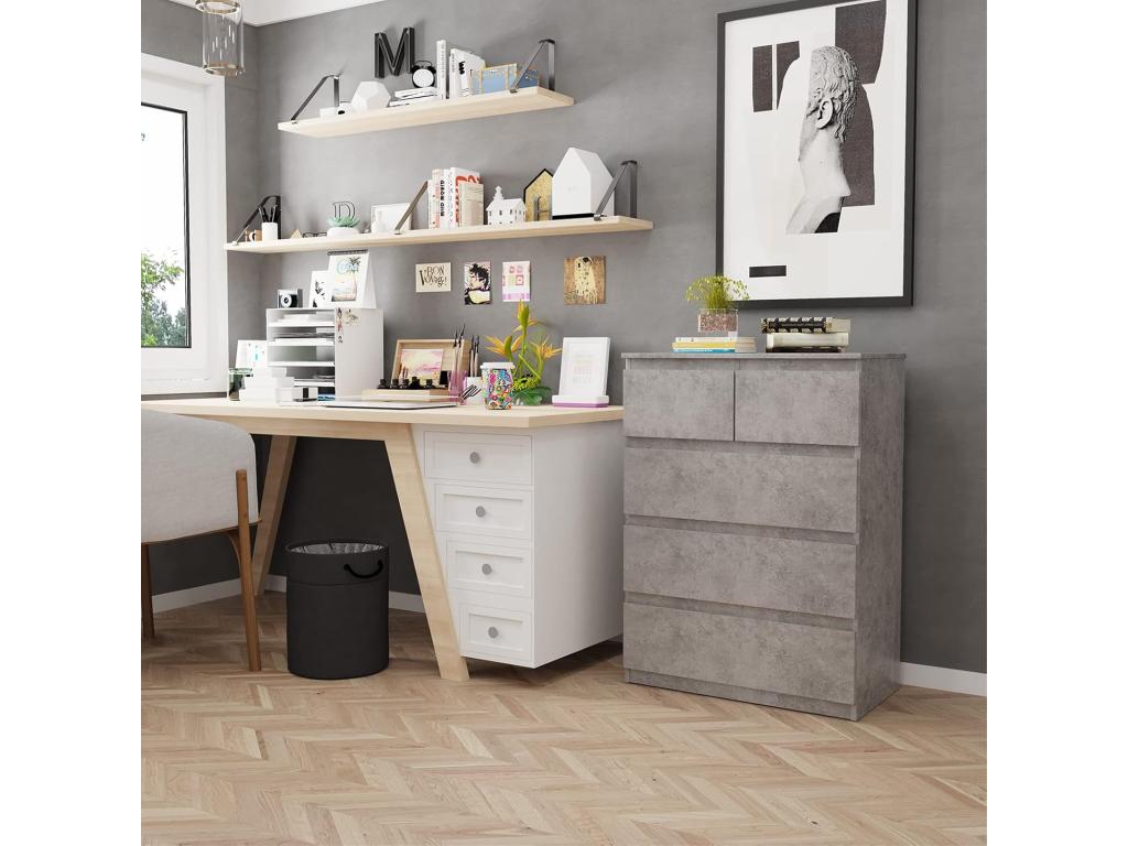 Commode with 5 Drawers Wardrobe Multifonction Modern with Rails in Metal 75x42x104 cm Peu Encombrant Gray XWLU13329