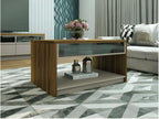 Rectangular Coffee Table 90 cm Glass Top Oak and Mobenze W 90.2 H 47.5 D 60 cm ENLA30767
