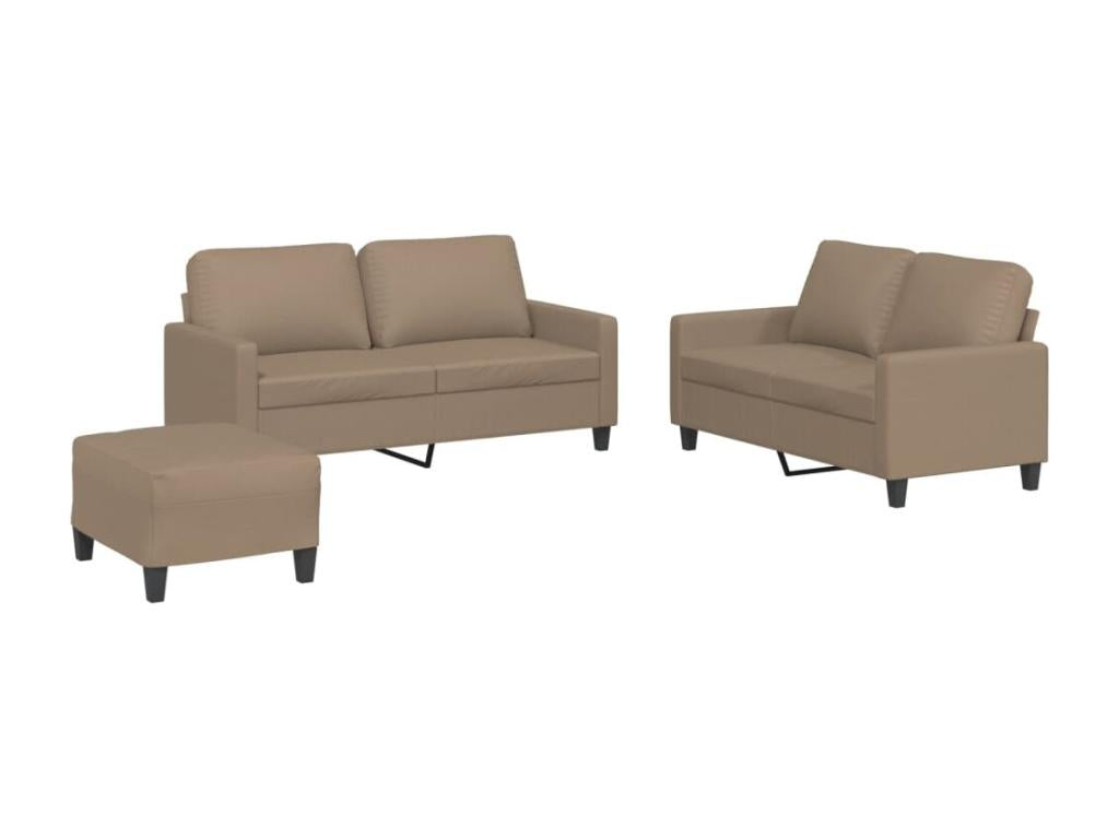 3-piece sofa set with cushions, Cappuccino faux leather PVAB67286