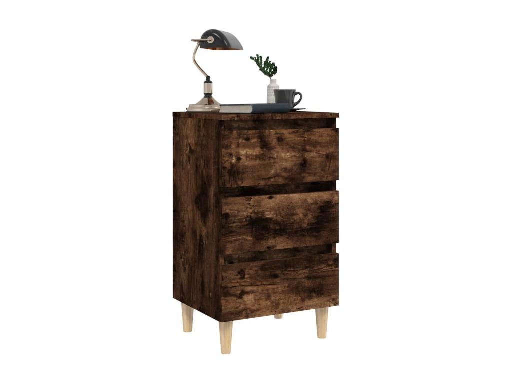 Table of chevet with pieds in bois solide Oak Smoked 40x35x69cm GPYS01854