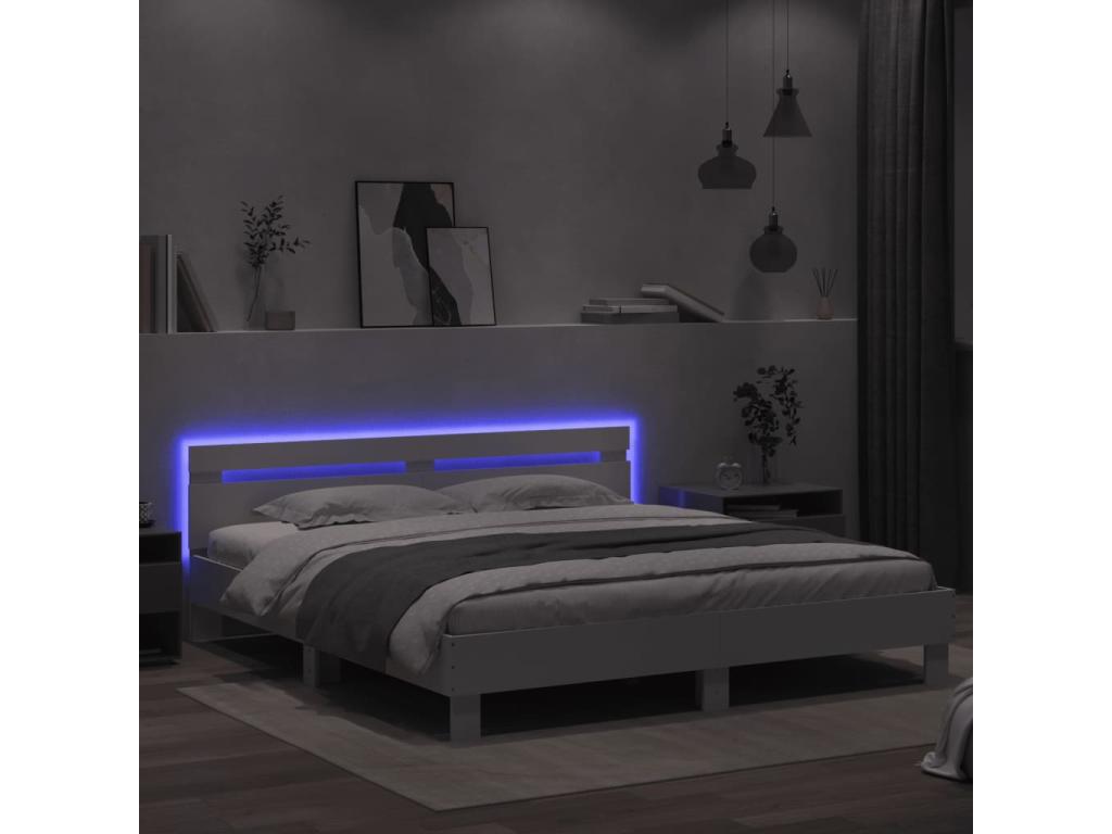 Bed frame with LED without Mattress White 160x200 cm DRLX50684