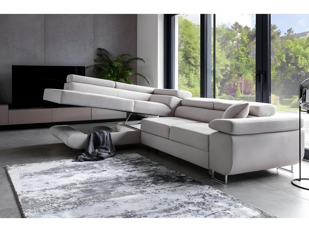 Sofa d'angle Sofa-bed in Fabric luxe 5 seats Luxameub couleur Gray Light angle gauche QTDD26145