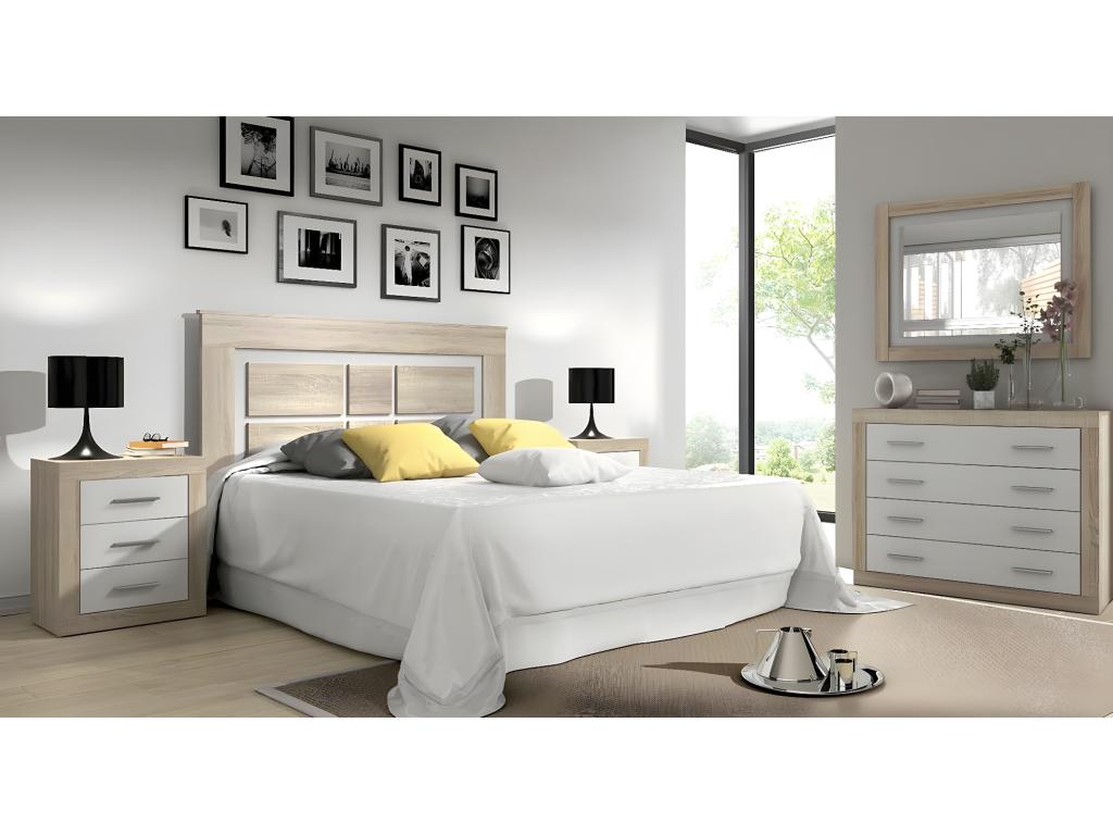 Headboard with legs in Mobenze white oak finish - Length 160 x Depth 3.8 x Height 120 cm AOYT34661