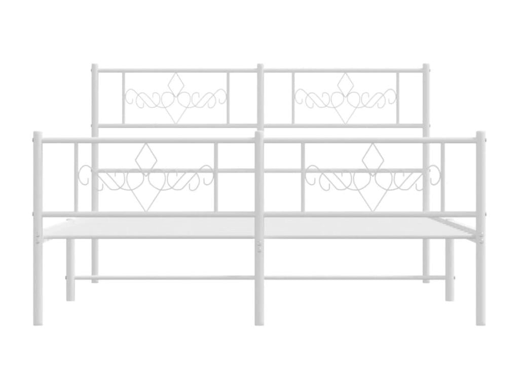 Bed frame Metal with Headboard/pied of Bed White 150x200cm BULE31764