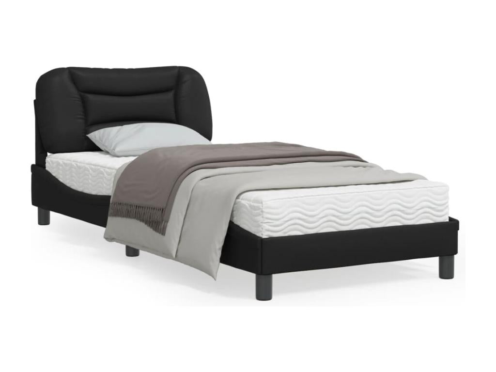 Bed frame with Luxameubères LED Black 80x200 cm Faux leather YANS23574