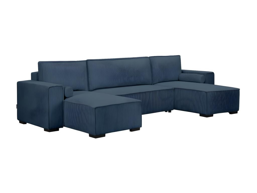 Sofa panoramique 5 seats Luxameub Sofa-bed with Storage in Velvet côtelé - Blue Dark - L322 x P161 x H87cm - Luxameub NFBL25026