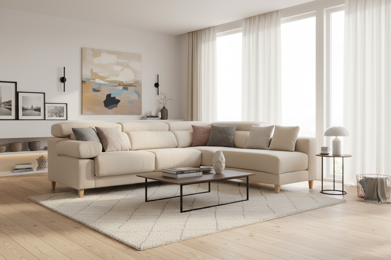 4-seater right-hand corner sofa, beige, 278cm, SPGB37151