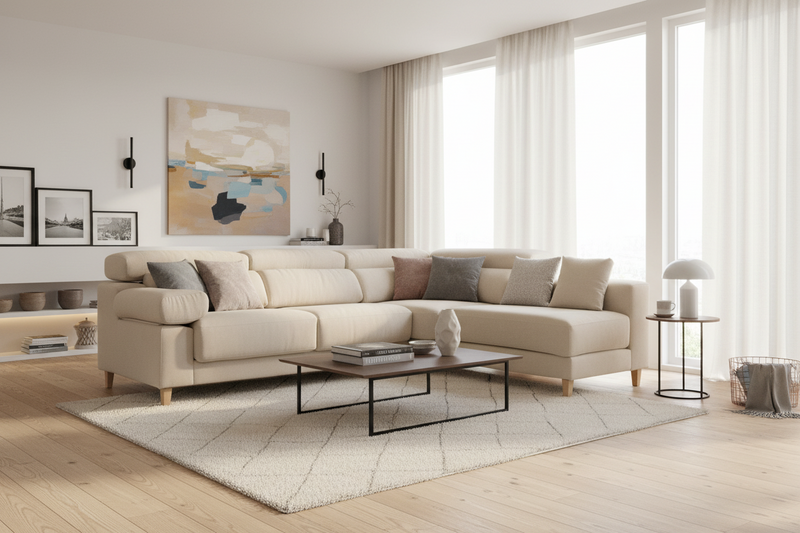 4-seater right-hand corner sofa, beige, 278cm, SPGB37151