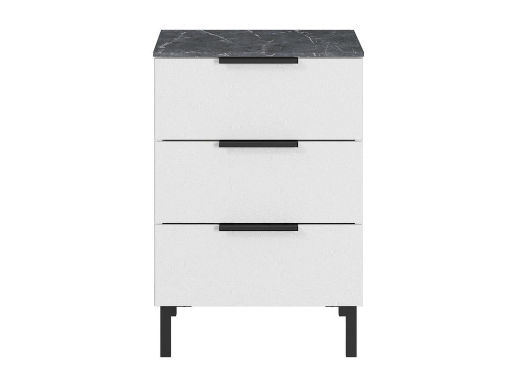Table of chevet Design trois Drawers blanche and aspect marbre MARBLE OTCT91118