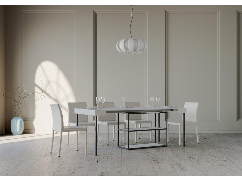 Console table Extendable 90x40/300 cm Mobenze Frêne White Frame Anthracite ENAI65354