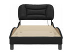 Bed frame with Luxameubères LED Black 80x200 cm Faux leather YANS23574