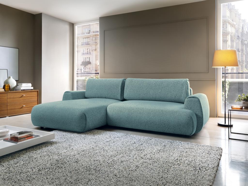 Sofa d'angle gauche Sofa-bed in Fabric texturé Blue Luxameub POLX13709