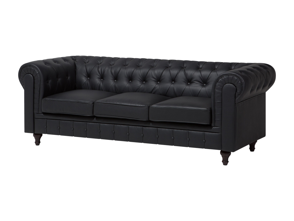 Mobenze Black PU Leather 3-Seater Sofa EKTL49862