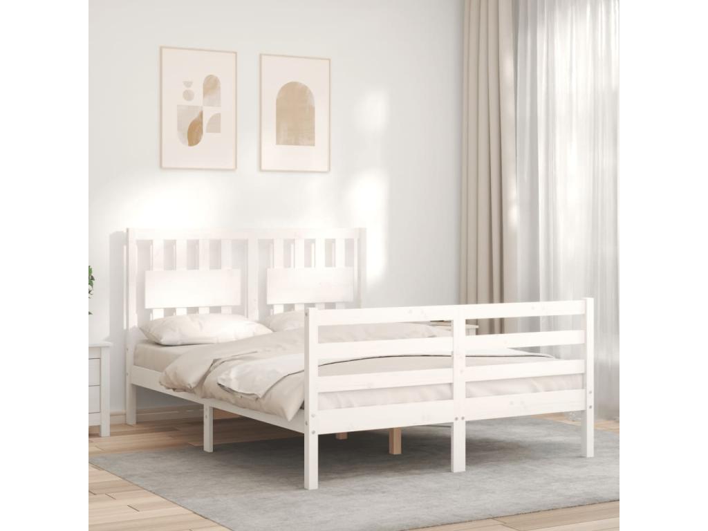 Bed frame with Headboard White 120x200 cm Mobenze Solid BZEU27933