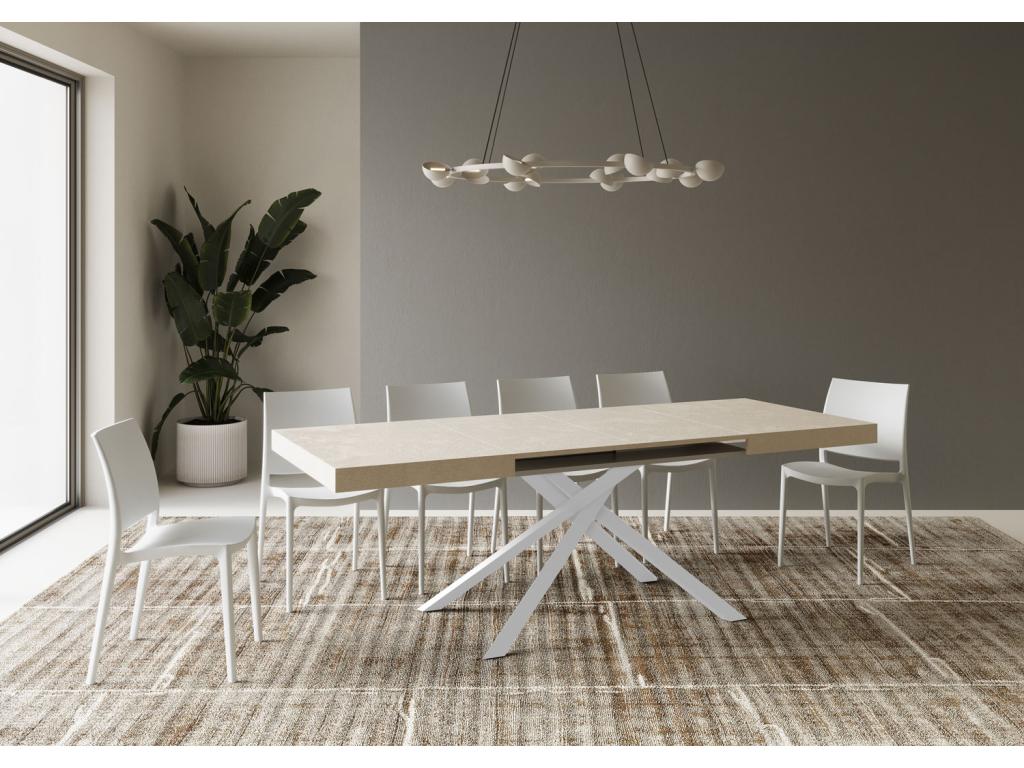 Table Extendable 80x120/204 cm Mobenze cachemire pieds blancs PSUV26777