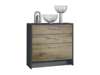 Small Matte Black and Oak Effect Luxameub Cabinet WxHxD 76x74x33 GCBH58554