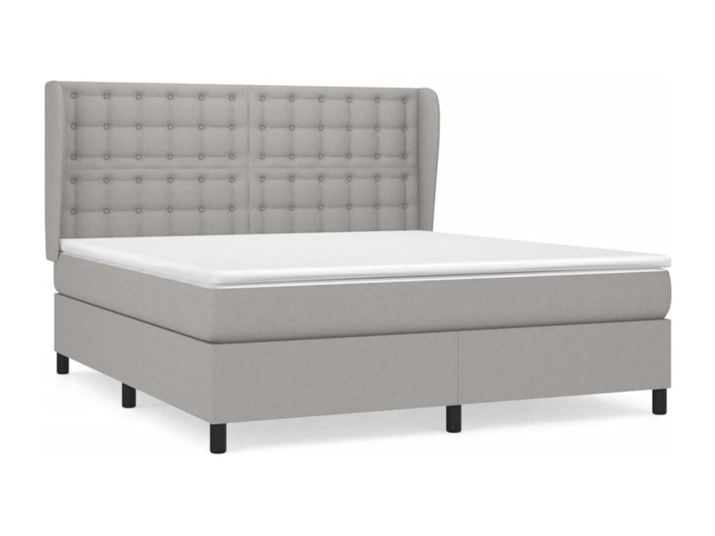 Upholstered bed base with mattress, light grey, 180x200cm, fabric HQRG50096