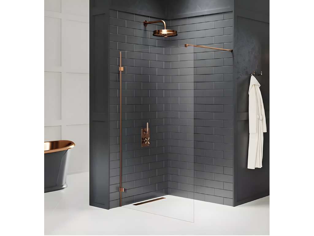 110cm walk-in shower enclosure, brushed copper, Cosymeub COPPER BRUSHED OIGU48025