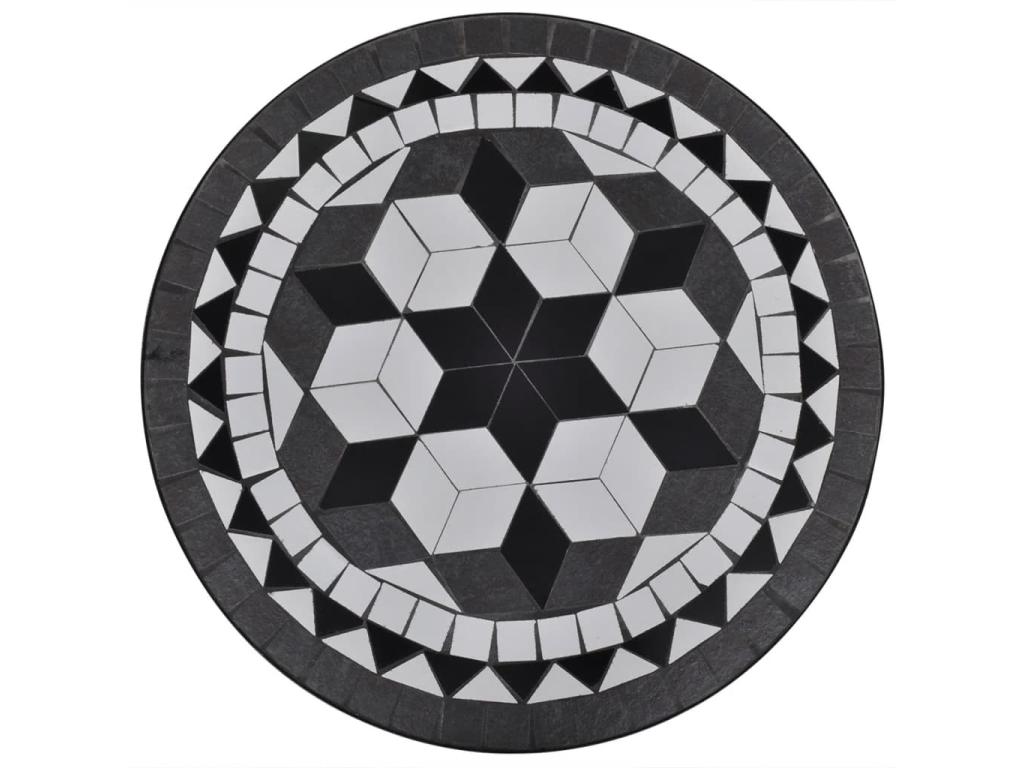 Table of Luxameub Black and White 60 cm Mosaïque WATF61803