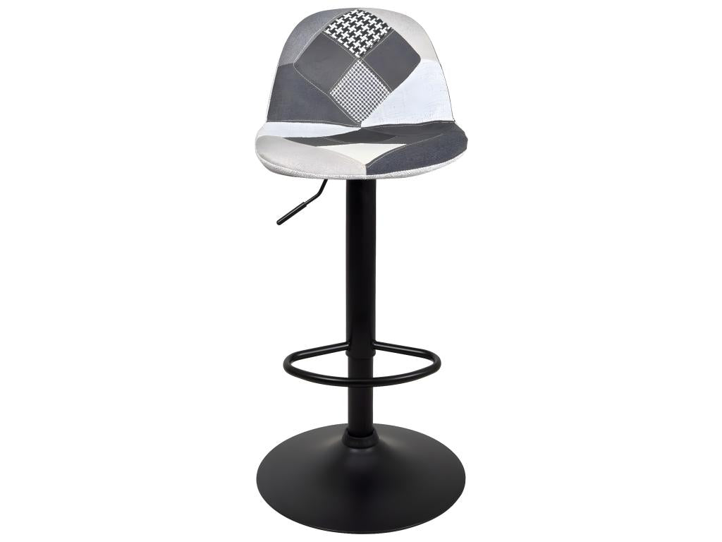 Set of 2 designer bar stools with upholstered seat, Luxameub fabric, swivel, height adjustable, PINPAI grey PRRJ77750