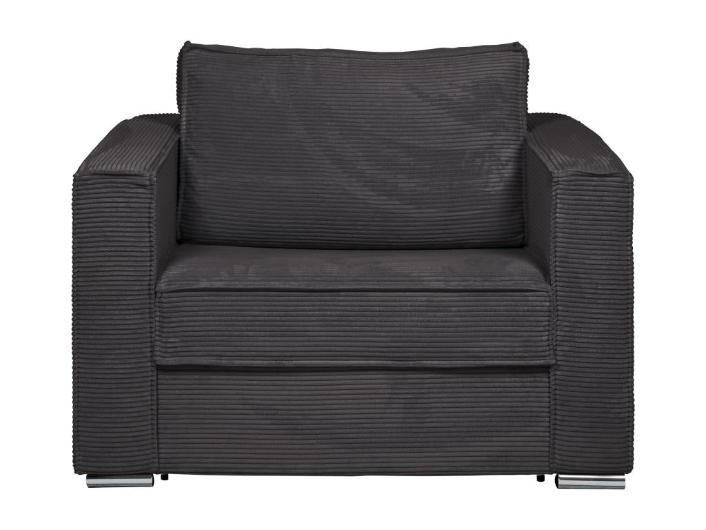 Armchair Sofa-bed PINPAI in Velvet côtelé anthracite - Couchage 70 cm - Mattress 14 cm - Luxameub BFCF82349