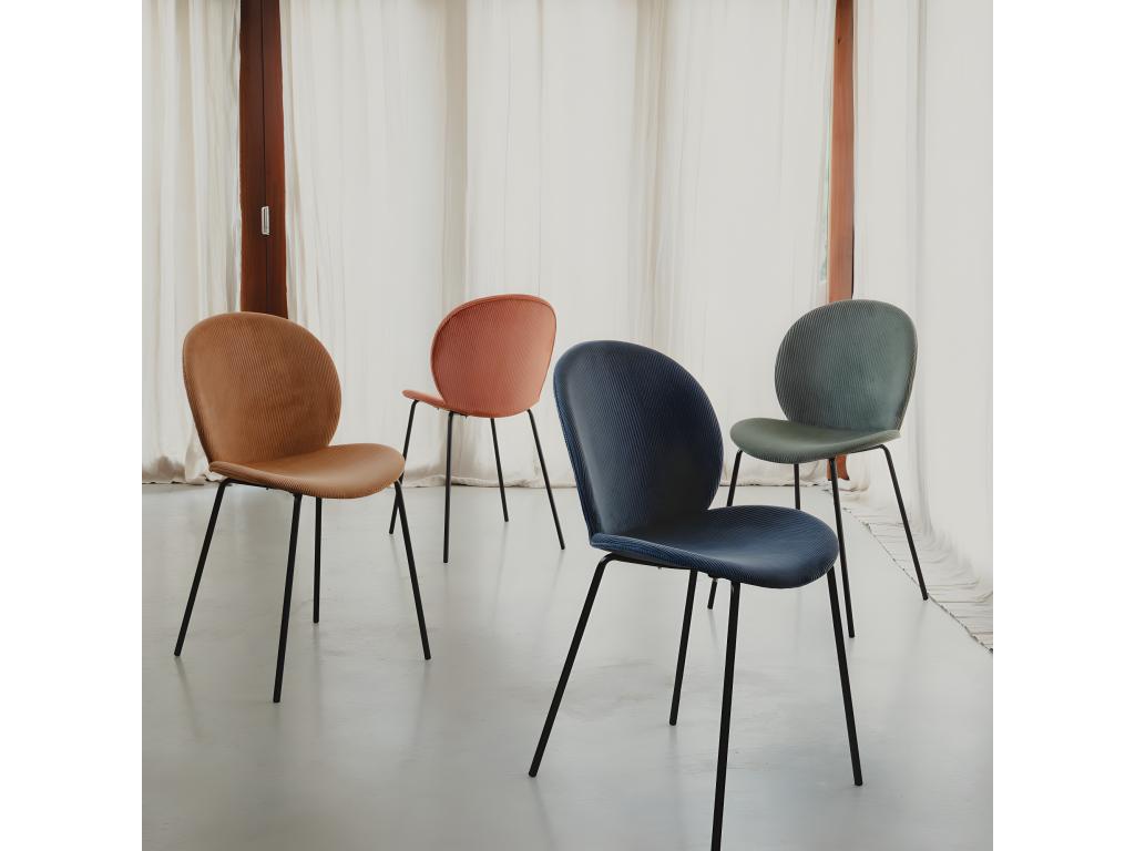 Mobenze - Set of 2 Chairs in Mobenze côtelé and Metal - Ocre VXBB16055