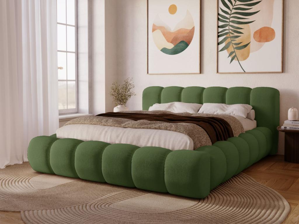 Bed Upholstered with Storage - 120x200 - Bed double - Velvet - Green - Luxameub DYFS26942