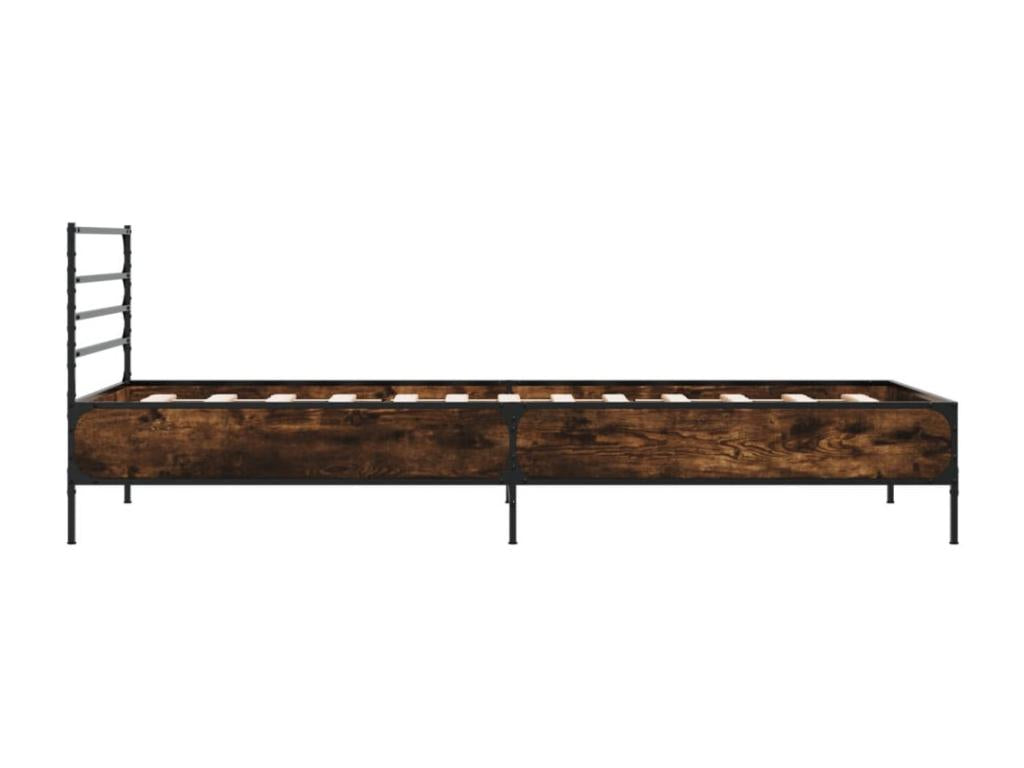 Bed frame Oak Smoked 75x190 cm Mobenze d'ingénierie and Metal DXBL27620