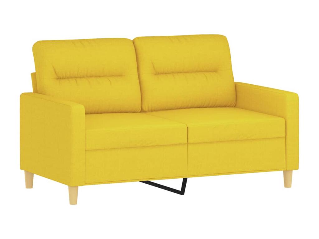 Set of Sofas 2 pcs with Cushions Yellow Light Fabric XEFO60632