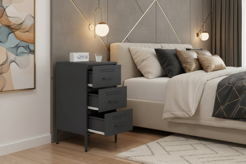 Luxameub PINPAI - Anthracite bedside table 36x39x68 cm steel LXIU11570