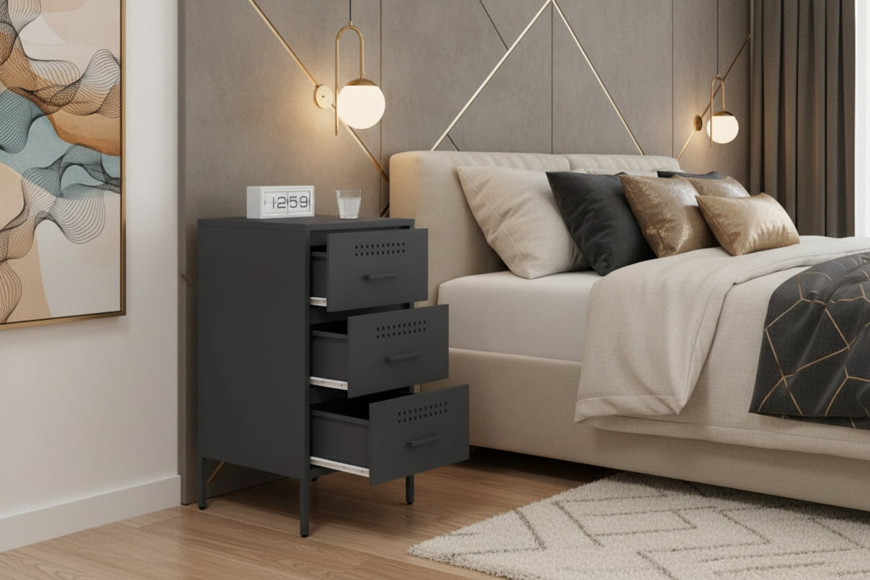 Luxameub PINPAI - Anthracite bedside table 36x39x68 cm steel LXIU11570