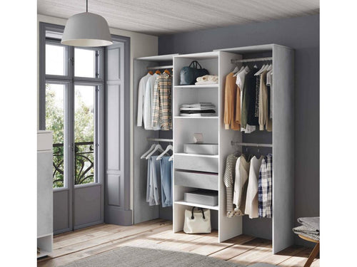 Mobenze Wardrobe Structure for Dressing Room Open Wardrobe without Doors Dressing Room 179x50h202 cm White and Cement RHQS85261