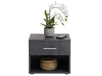 Table of chevet Mobenze Table of nuit casier with 1 Drawer and 1 niche in mélaminé Decor béton Dark QYGZ08522