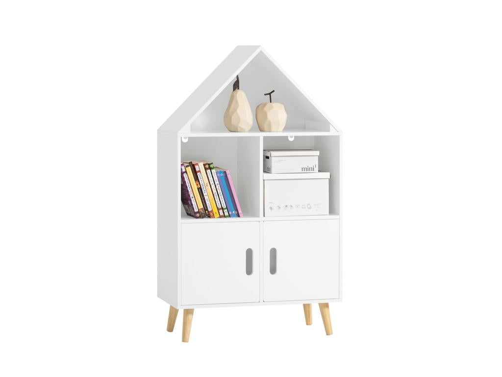 Children's Freestanding Bookcase with 1 Castle Viewing Window, 2 Compartments and 2 Doors KMB58-W AZEX66960